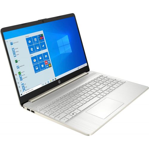 에이치피 2021 HP Laptop Computer 15.6 HD Screen, AMD Athlon 3050U 8GB RAM 128GB SSD HDMI Wi-Fi Webcam Gold Win 10 School Essential Bundle: 1-Year Office 365, Wireless Mouse, Sleeve, VATTE H