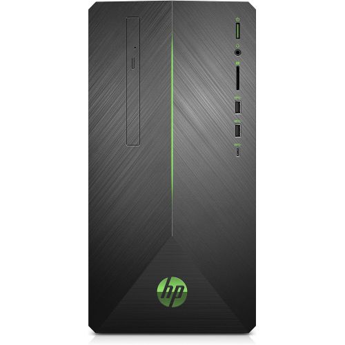 에이치피 HP Pavilion Gaming Desktop Computer, AMD Ryzen 5 2400G, NVIDIA GeForce GTX 1060, 16GB RAM, 1TB hard drive, 128GB SSD, Windows 10 (690-0048, Black) (3LB74AA#ABA)