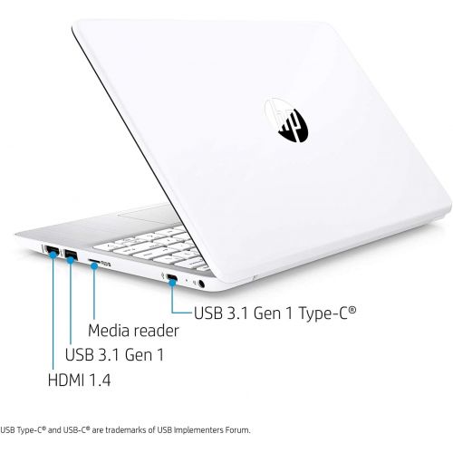 에이치피 2020 Flagship HP Stream 11 Laptop Computer 11.6 Diagonal HD SVA Anti-Glare Display Intel Celeron N4000 4GB RAM 64GB eMMC USB-C HDMI Office 365 Win10 White + USB-C Adapter