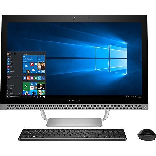 에이치피 Premium HP Pavilion 27 Full HD IPS Touchscreen All-in-One Desktop, Quad Core Intel i7-6700T, 12GB DDR4 RAM, 1TB 7200RPM HDD, DVD, 802.11AC, BT, HDMI, B&O Audio, Wireless Keyboard a