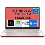2021 Newest HP 15 15.6” HD Display Laptop Notebook, Intel Pentium Gold 6405U 2.4 GHz, 16GB DDR4 RAM, 512GB SSD, HDMI, USB-C, WiFi, Webcam, Win10, Scarlet Red +AllyFlex Mousepad, On