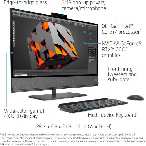 에이치피 HP ENVY 32 All-in-One PC, 9th Gen Intel Core i7-9700 Processor, 4K UHD monitor, NVIDIA GeForce RTX 2060 graphics (6 GB), 32 GB RAM, 32 GB Intel Optane, 1 TB SSD, Windows 10 (32-a00