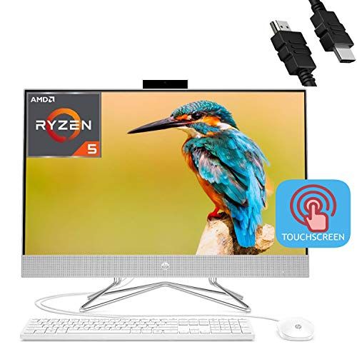 에이치피 HP 27 All in One Desktop Computer 27?FHD IPS Touchscreen Display AMD Hexa-Core Ryzen 5 4500U (Beats i7-8550U) 32GB DDR4 512GB SSD Keyboard Mouse Webcam Win 10 + HDMI Cable