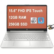 HP 15 Premium Laptop Computer 15.6 FHD IPS Touchscreen Display 10th Gen Intel Quad-Core i5-1035G1 (Beats i7-8550U) 12GB DDR4 256GB SSD WiFi Webcam Win 10 + HDMI Cable