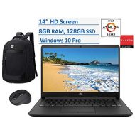 2020 HP Premium 14 inch HD Laptop, AMD Athlon Silver 3050U (Beat i5-7200U), up to 3.2GHz, 8GB RAM, 128GB SSD, Jet Black Color, HDMI, Webcam, WiFi, Windows 10 Pro, Computer Backpack