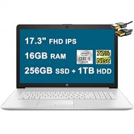 HP Flagship 2021 17 Laptop Computer 17.3 FHD IPS (72% NTSC) 10th Gen Intel Quad-Core i5-10210U (Beats i7-8550U) 16GB DDR4 256GB SSD 1TB HDD Backlit Keyboard Webcam DVD Win10 + HDMI