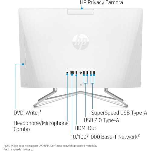 에이치피 2021 HP 22 All in One Desktop, 22 FHD Display, Intel Celeron G5905T Processor, 8GB DDR4 Memory, 512GB PCIe NVMe M.2 SSD, Pop-up Webcam, DVD-RW, USB Wired Mouse & Keyboard, Windows