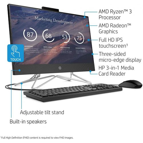 에이치피 HP 22-DF AMD Ryzen 3 3250U 8GB 1TB HDD 21.5-Inch Full HD Touch Screen All-in-One PC