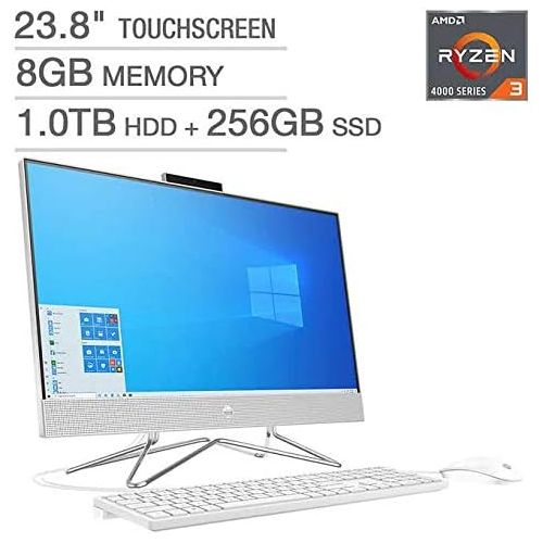 에이치피 HP 23.8 Touchscreen All-in-One Desktop - AMD Ryzen 3 4300U - 1080p 8GB Memory 1TB Hard Drive Size+256 GBSSD Wired Keyboard and Mouse Microsoft Windows 10 Home