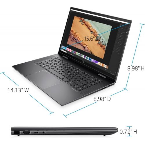 에이치피 HP Envy X360 2-in-1 15.6 Inch FHD Touchscreen Laptop, AMD Six-Core Ryzen 5 5500U (Beat i7-7500U), 16GB RAM, 512GB PCIe SSD, Backlit Keyboard, Fingerprint Reader, HDMI, Windows 10