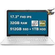 HP Flagship 2021 17 Laptop Computer 17.3 FHD IPS (72% NTSC) 10th Gen Intel Quad-Core i5-10210U (Beats i7-8550U) 32GB DDR4 512GB SSD 1TB HDD Backlit Keyboard Webcam DVD Win10 + HDMI
