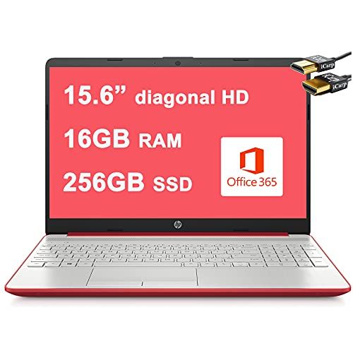 에이치피 HP Flagship Notebook 15 Laptop 15.6” Diagonal HD Display Intel Pentium Gold 6405U 16GB RAM 256GB SSD Intel UHD Graphics HDMI USB-C Webcam Win10 + HDMI Cable