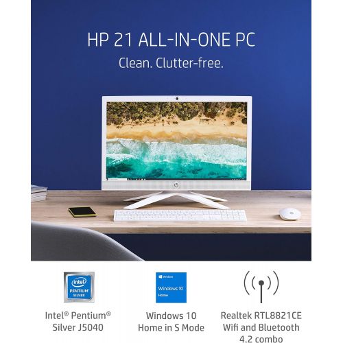 에이치피 HP 21 All-in-One PC, Intel Pentium Silver J5040 Quad-Core Processor, 4 GB RAM, 128 GB SSD Storage, 20.7-inch Full HD Display, Windows 10 Home with Enhanced Security, Privacy Camera