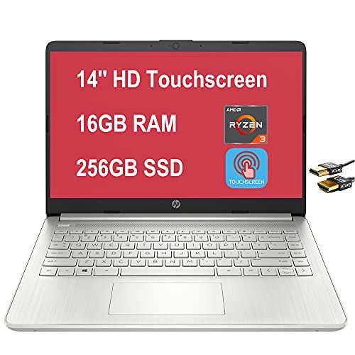 에이치피 Flagship 2021 HP 14 Laptop Computer 14 HD Touchscreen Display AMD Ryzen 3 3250U (Beats i7-7600U) 16GB RAM 256GB SSD AMD Radeon Vega 3 USB-C WiFi 6 HD Webcam Win 10 + HDMI Cable