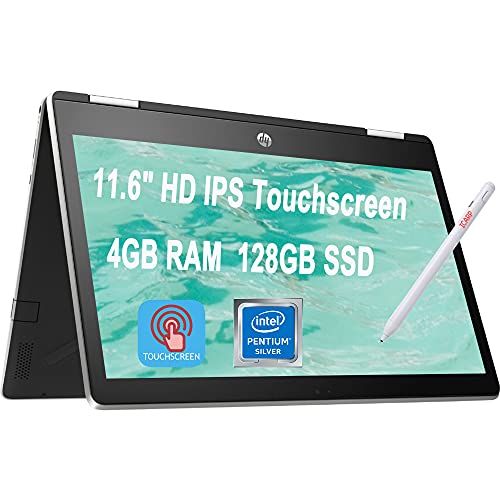 에이치피 Latest 2020 HP Pavilion X360 11 2 in 1 Laptop 11.6 HD IPS Touchscreen Intel Quad-Core Pentium Silver N5000 4GB DDR4 128GB SSD HP Audio Boost HDMI + Pen