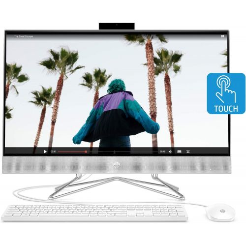 에이치피 HP 27-inch Touchscreen All-in-One Desktop Computer, AMD Ryzen 5 4500U Processor,16 GB RAM, 512 GB SSD, Windows 10 Home (27-dp0160, Silver)