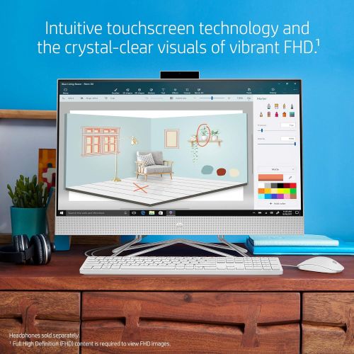 에이치피 HP 27-inch Touchscreen All-in-One Desktop Computer, AMD Ryzen 5 4500U Processor,16 GB RAM, 512 GB SSD, Windows 10 Home (27-dp0160, Silver)