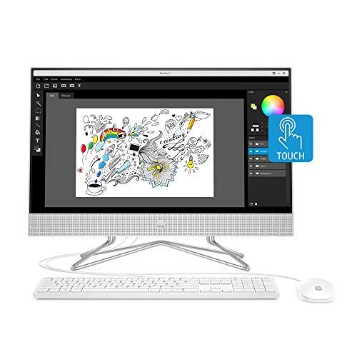 에이치피 HP 24-inch All-in-One Touchscreen Desktop Computer, AMD Ryzen 5 4500U Processor, 12 GB RAM, 512 GB SSD, Windows 10 Home (24-dp0160, Silver)