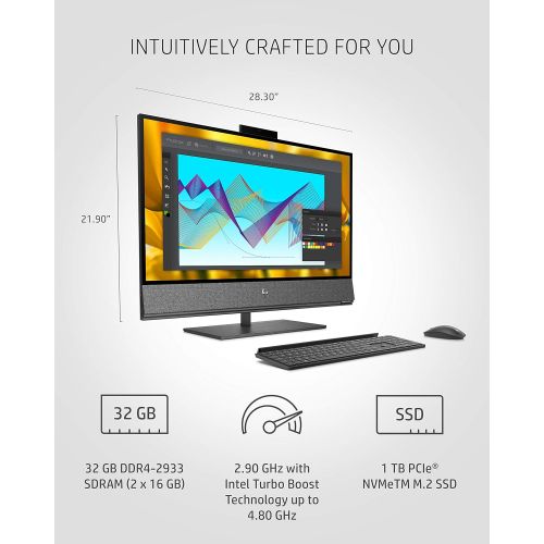 에이치피 HP Envy All-in-One PC, NVIDIA GeForce RTX 2070, 10th Gen Intel Core i7-10700 Processor, 32 GB RAM, 1 TB SSD Storage, 31.5” 4K UHD Display, Wide-Color-Gamut & 600 nits Peak Brightne