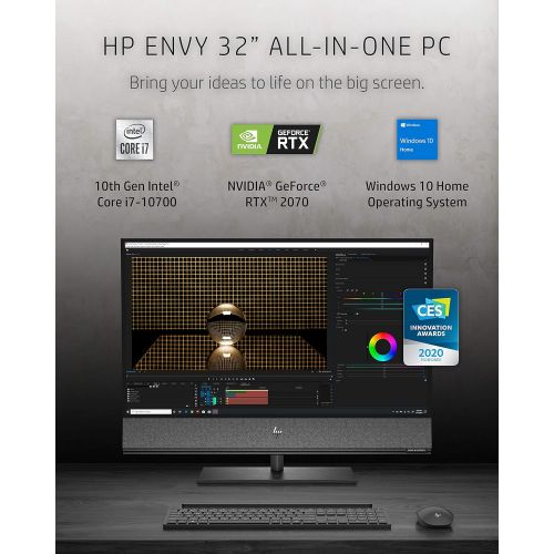 에이치피 HP Envy All-in-One PC, NVIDIA GeForce RTX 2070, 10th Gen Intel Core i7-10700 Processor, 32 GB RAM, 1 TB SSD Storage, 31.5” 4K UHD Display, Wide-Color-Gamut & 600 nits Peak Brightne