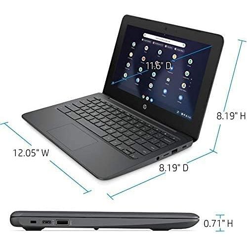 에이치피 Newest Flagship HP Chromebook, 11.6 HD (1366 x 768) Display, Intel Celeron N3350, 4GB RAM, 32GB eMMC, Chrome OS, HD Graphics 500, 11A-NB0013DX, Ash Gray, Bundle with 128GB MicroSD