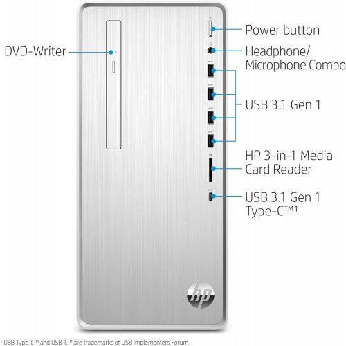 에이치피 HP Pavilion Desktop Computer, AMD Ryzen 5 3400G, 12GB RAM, 512 GB SSD, Windows 10 (TP01-0040, Silver)