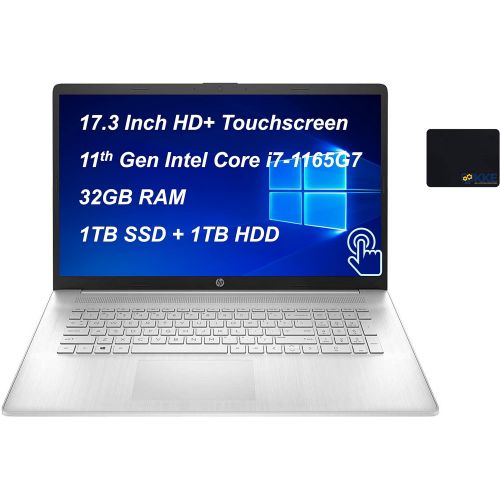 에이치피 2021 Newest HP Laptop, 17.3 HD+ Touchscreen, 11th Gen Intel Core i7-1165G7 Processor up to 4.7GHz, 32GB DDR4 Memory, 1T PCIe SSD + 1TB HDD, Webcam, WiFi-6, Backlit Keyboard, Win10