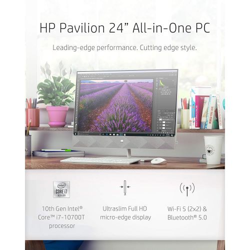 에이치피 HP 24 Pavilion All-in-One PC, 10th Gen Intel i7-10700T Processor, 16 GB RAM, Dual Storage 512 GB SSD and 1TB HDD, Full HD IPS 24 inch Touchscreen, Windows 10 Home, Keyboard and Mou