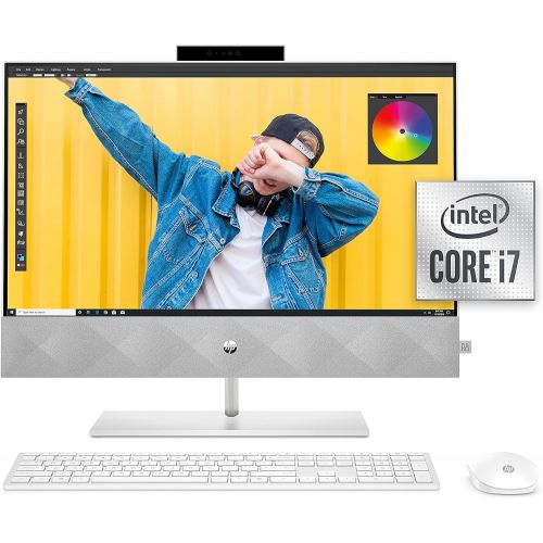 에이치피 HP 24 Pavilion All-in-One PC, 10th Gen Intel i7-10700T Processor, 16 GB RAM, Dual Storage 512 GB SSD and 1TB HDD, Full HD IPS 24 inch Touchscreen, Windows 10 Home, Keyboard and Mou