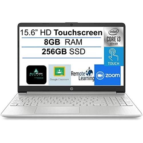 에이치피 2021 Newest HP 15.6 HD Touchscreen LaptopComputer, Intel 10th Gen i3-1005G1(Up to 3.4GHz), 8GB DDR4 RAM, 256GB SSD, Webcam, Bluetooth, Wi-Fi, HDMI, Type-C, Windows 10 S+AllyFlex Mo