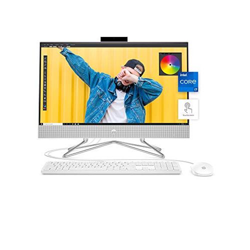 에이치피 HP 24 All-in-One PC, 11th Gen Intel i7-1165G7 Processor, 16 GB RAM, 512 GB SSD Storage, Full HD 23.8” Touchscreen, Windows 10 Home, Remote Work Ready, Wireless Mouse and Keyboard (