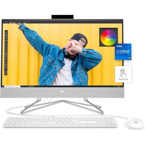 에이치피 HP 24 All-in-One PC, 11th Gen Intel i7-1165G7 Processor, 16 GB RAM, 512 GB SSD Storage, Full HD 23.8” Touchscreen, Windows 10 Home, Remote Work Ready, Wireless Mouse and Keyboard (