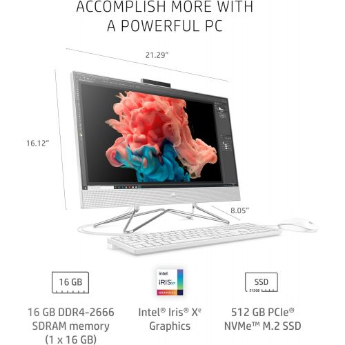 에이치피 HP 24 All-in-One PC, 11th Gen Intel i7-1165G7 Processor, 16 GB RAM, 512 GB SSD Storage, Full HD 23.8” Touchscreen, Windows 10 Home, Remote Work Ready, Wireless Mouse and Keyboard (