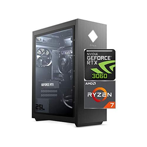 에이치피 2021 Newest HP OMEN 30L Gaming Desktop PC, AMD 8-Core Ryzen 7 5800X(Up to 4.7GHz), GeForce RTX 3060 Ti, HyperX 16 GB RAM, 1TB SSD+1TB HDD, Windows 10, 750W PSU, Liquid Cooling, RGB