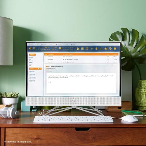 에이치피 HP 24-inch All-in-One Touchscreen Desktop Computer, AMD Athlon Gold 3150U Processor, 8 GB RAM, 512 GB SSD, Windows 10 Home (24-df0040, White), Snow White