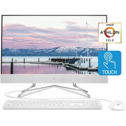 에이치피 HP 24-inch All-in-One Touchscreen Desktop Computer, AMD Athlon Gold 3150U Processor, 8 GB RAM, 512 GB SSD, Windows 10 Home (24-df0040, White), Snow White