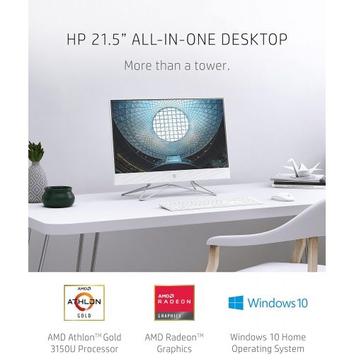 에이치피 HP 22 All-in-One PC, AMD Athlon Gold 3150U Processor, 4 GB RAM, 256 GB SSD, Full HD IPS 21.5-inch Anti-glare Display, Windows 10 Home, USB Mouse and Keyboard (22-df0022, 2020)