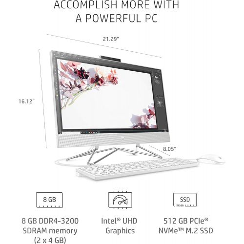 에이치피 HP All-in-One Desktop PC, 11th Gen Intel Core i3-1115G4 Processor, 8 GB RAM, 512 GB SSD Storage, Full HD 23.8” Display, Windows 10 Home, Remote Work Ready, Mouse and Keyboard (24-d