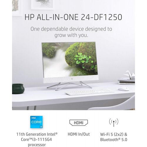 에이치피 HP All-in-One Desktop PC, 11th Gen Intel Core i3-1115G4 Processor, 8 GB RAM, 512 GB SSD Storage, Full HD 23.8” Display, Windows 10 Home, Remote Work Ready, Mouse and Keyboard (24-d