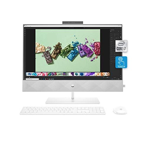 에이치피 HP Pavilion 27-inch All-in-One Desktop, 10th Gen Intel i7-10700T Processor, 16 GB RAM, 1 TB SSD Storage, Full HD IPS Touchscreen, Windows 10 Home, Wireless Keyboard and Mouse Combo