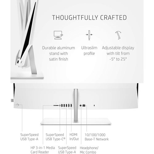 에이치피 HP Pavilion 27-inch All-in-One Desktop, 10th Gen Intel i7-10700T Processor, 16 GB RAM, 1 TB SSD Storage, Full HD IPS Touchscreen, Windows 10 Home, Wireless Keyboard and Mouse Combo