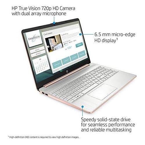 에이치피 2021 HP 15.6 HD Laptop Computer, AMD Athlon Silver N3050U, 4GB RAM, 128GB SSD, HDMI, USB-C, WiFi, Webcam, Windows 10 S with Office 365 for 1 Year, Mouse, Sleeve + Fairywren Card (R