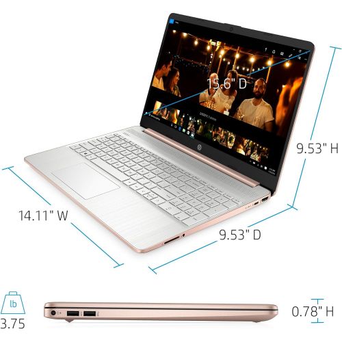 에이치피 2021 HP 15.6 HD Laptop Computer, AMD Athlon Silver N3050U, 4GB RAM, 128GB SSD, HDMI, USB-C, WiFi, Webcam, Windows 10 S with Office 365 for 1 Year, Mouse, Sleeve + Fairywren Card (R