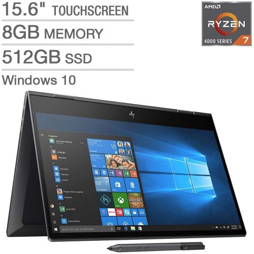 에이치피 HP Envy x360 15.6 inch Full HD 1080P IPS Touchscreen 2-in-1 Premium Convertible Laptop PC, AMD Octa-core Ryzen 7 4700U, Backlit Keyboard, HP Digital Pen w/EBP Mouse Pad (8GB RAM 51