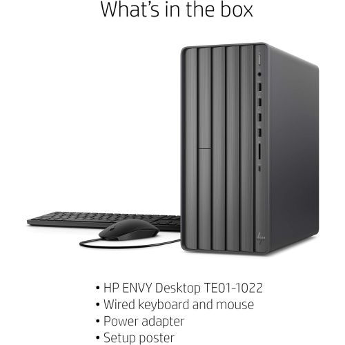 에이치피 HP ENVY Desktop Computer, Intel Core i7-10700, 16 GB RAM, 1 TB Hard Drive & 512 GB SSD Storage, Windows 10 Pro (TE01-1022, 2020 Model)