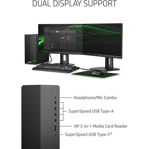 에이치피 HP Pavilion Gaming Desktop, NVIDIA GeForce GTX 1650 Super, Intel Core i3-10100, 8 GB DDR4 RAM, 256 GB PCIe NVMe SSD, Windows 11, USB Mouse and Keyboard, Compact Tower Design (TG01-