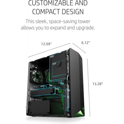 에이치피 HP Pavilion Gaming Desktop, NVIDIA GeForce GTX 1650 Super, Intel Core i3-10100, 8 GB DDR4 RAM, 256 GB PCIe NVMe SSD, Windows 11, USB Mouse and Keyboard, Compact Tower Design (TG01-