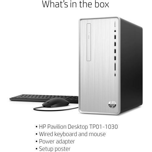 에이치피 HP Pavilion Desktop, 10th Gen Intel Core i3-10100 Processor, 8 GB RAM, 512 GB SSD, Windows 11 (TP01-1030, Silver)