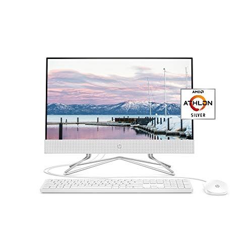 에이치피 HP 22-inch All-in-One Desktop Computer, AMD Athlon Silver 3050U Processor, 4 GB RAM, 256 GB SSD, Windows 10 Home (22-dd0010, White), Snow White