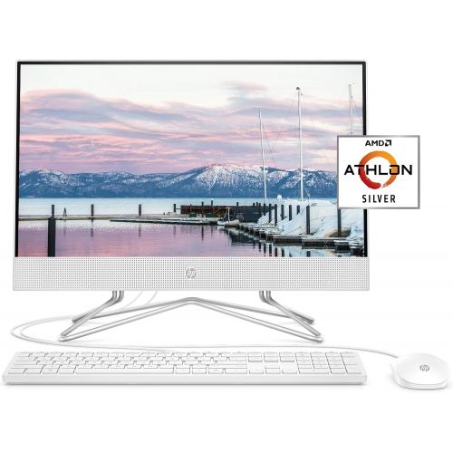 에이치피 HP 22-inch All-in-One Desktop Computer, AMD Athlon Silver 3050U Processor, 4 GB RAM, 256 GB SSD, Windows 10 Home (22-dd0010, White), Snow White